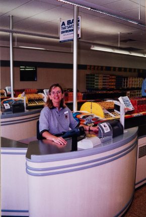 ALDI store employee at the Bankstown Airport grand opening 2001