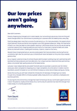 A Letter To ALDI Customers From ALDI CEO